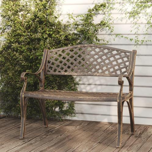 vidaXL Tuinbank 102 cm gietaluminium bronskleurig, Tuin en Terras, Tuinsets en Loungesets, Nieuw, Verzenden