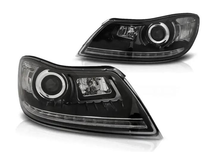 Skoda Octavia 2009 tot 2012 LEDtube koplamp unit Black, Auto-onderdelen, Verlichting, Nieuw, Universele onderdelen, Verzenden