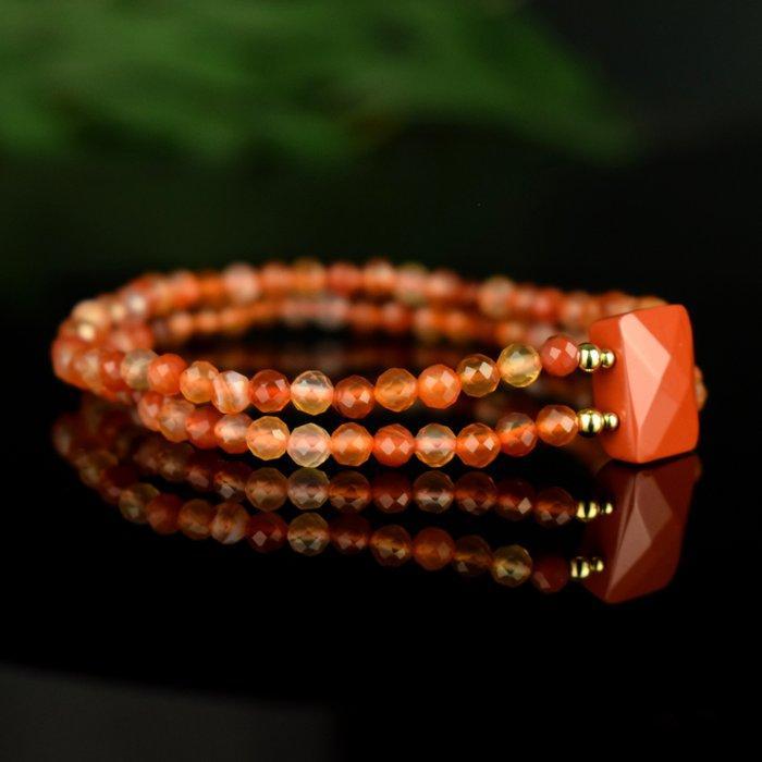 Twee rijen Cornaline en Jaspis armband - uniek sieraad -, Verzamelen, Mineralen en Fossielen