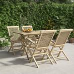 vidaXL 5-delige Tuinset massief teakhout grijs, Tuin en Terras, Tuinsets en Loungesets, Verzenden, Nieuw, Tuinset