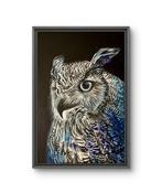 Luca Domiro - Nocturnal Wisdom - Owl - (Large Painting), Antiek en Kunst