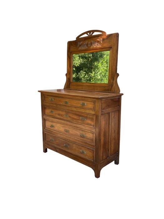 Ladekast - Hout - met spiegel, Antiek en Kunst, Kunst | Designobjecten