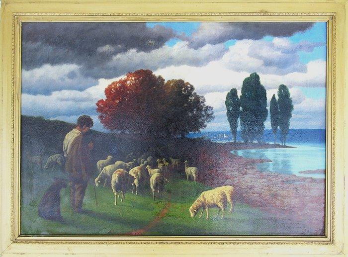 Hermann Traugott Rüdisühli (1864-1944) - Abendläuten -, Antiek en Kunst, Kunst | Schilderijen | Klassiek