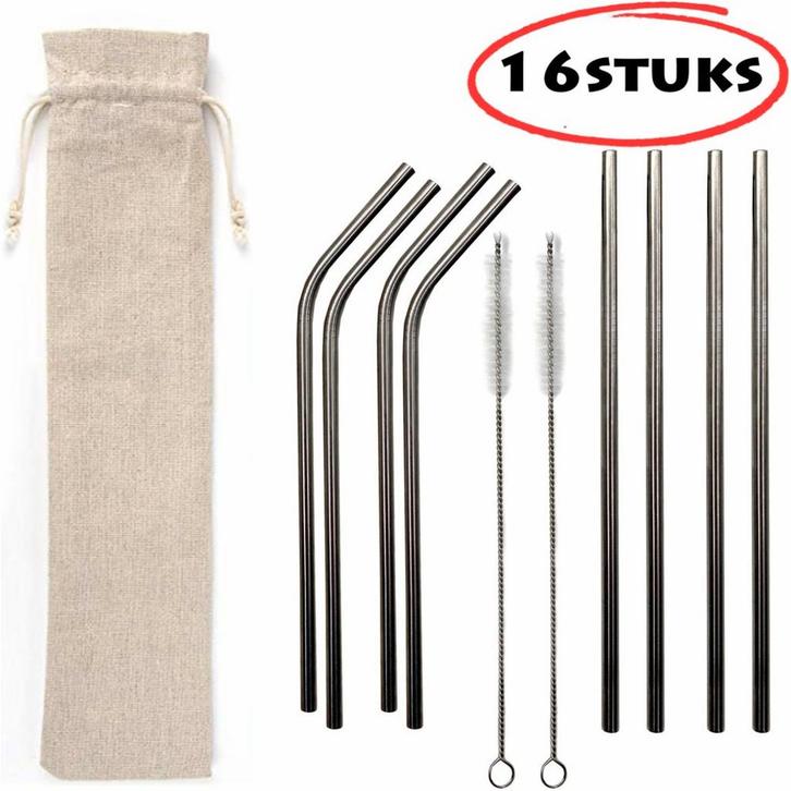 Fako Bijoux - RVS rietjes Set - Herbruikbaar - Herbruikbaar, Huis en Inrichting, Keuken | Bestek, Verzenden