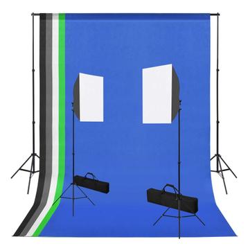 vidaXL Fotostudioset met softboxlampen en achtergronden, Verzenden
