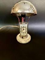 Tafellamp - Chroom - Art deco tafelklok lamp, Antiek en Kunst