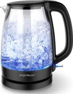 Aigostar Glazen Waterkoker - LED - 1,7L - 2200W - Zwart, Verzenden, Nieuw