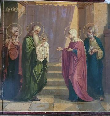 Icoon - Intrede van Christus in de tempel - Hout