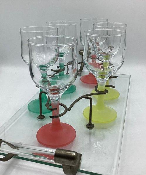 Service de boisson pour 6 - verre dépoli - Set de cocktails, Antiek en Kunst, Curiosa en Brocante