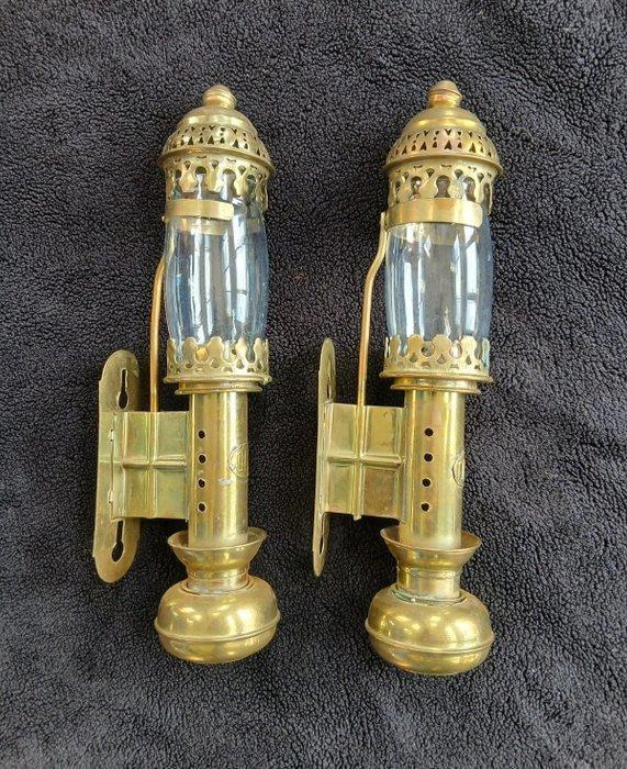 OLD DLC - Wandkandelaar (2) - Orient express - Messing,, Antiek en Kunst, Curiosa en Brocante