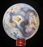 A++ Agate bleue dentelle géante - Motifs naturels, orbe