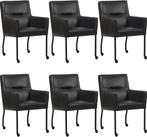 Set van 6 Donkerbruine leren moderne eetkamerstoelen -, Huis en Inrichting, Stoelen, Overige kleuren, Nieuw, Leer, Ophalen of Verzenden
