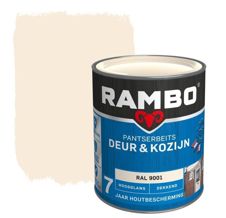 Rambo Pantserbeits Deur & Kozijn Dekkend RAL 9001 | Crèmewit, Doe-het-zelf en Bouw, Verf, Beits en Lak, Nieuw, Verzenden