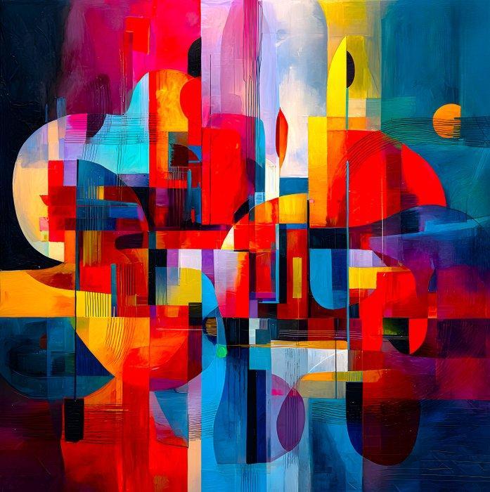 Marta Ellie (1985) - Crimson Geometry XXL, Antiquités & Art, Art | Objets design