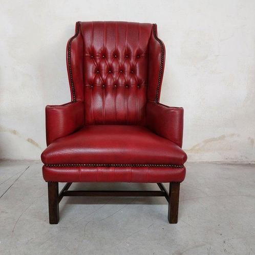 Fauteuil - Chesterfield bergère fauteuil - Hout, Leder, Antiek en Kunst, Curiosa en Brocante