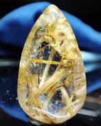 Prachtig zeer zeldzaam natuurlijk goud rutielkwarts kristal