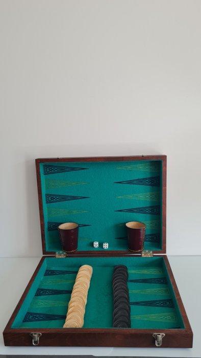 Bordspel - Backgammon in mooie vintage houten koffer, Antiek en Kunst, Antiek | Overige Antiek