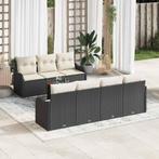 vidaXL Tuinbank Set 8 pcs Zwart Poly rattan, Tuin en Terras, Verzenden, Nieuw
