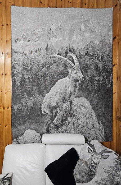 Raro Arazzo Jacquard in alpaca-keper met berggeit -, Antiek en Kunst, Antiek | Tapijten, Tafelkleden en Textiel