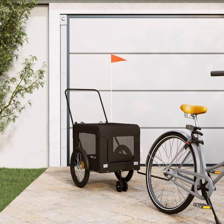vidaXL Hondenfietstrailer oxford stof en ijzer zwart, Dieren en Toebehoren, Overige Dieren-accessoires, Nieuw, Verzenden
