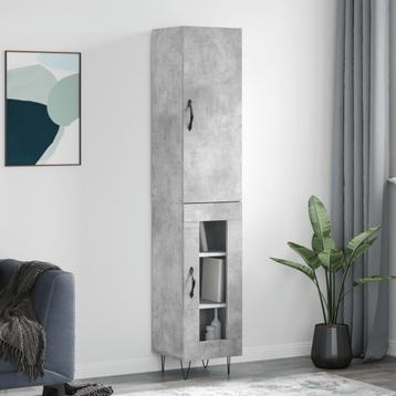 vidaXL Hoge kast 34,5x34x180 cm bewerkt hout betongrijs, Verzenden