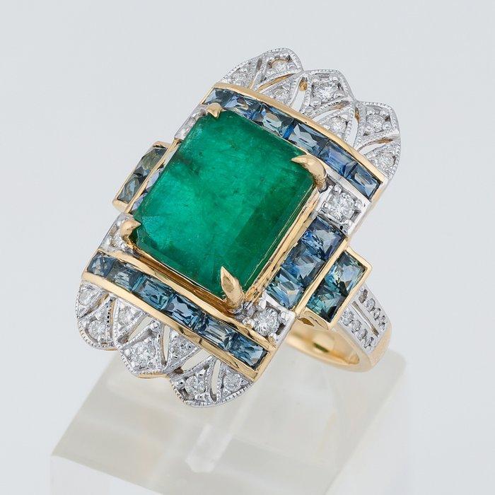 Ring - 14 karaat Geel goud - 7.53ct. tw. Gemengde edelstenen, Handtassen en Accessoires, Ringen