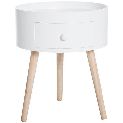 Bijzettafel - Scandinavisch Design - Met Lade - Wit, Huis en Inrichting, Tafels | Bijzettafels, Nieuw, Ophalen of Verzenden