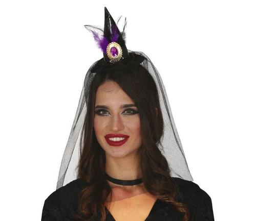 Halloween Tiara Heksenhoed Sluier, Hobby en Vrije tijd, Feestartikelen, Nieuw, Verzenden