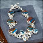 Exclusieve opal in versteinerd hout Armbandketting 925, Verzamelen