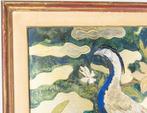 École belge (XX) - Vintage eglomise painting Peacock, Antiquités & Art