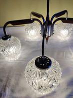 Lampe à suspendre - Teck - 5 lumières, acier, tek, verre