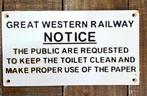 Great Western Railway Kennisgeving - Reclamebord -, Nieuw