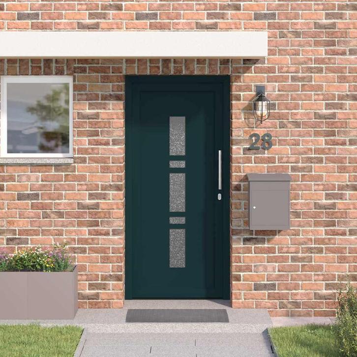 vidaXL Voordeur Antraciet PVC, Doe-het-zelf en Bouw, Deuren en Vliegenramen, Nieuw, Verzenden