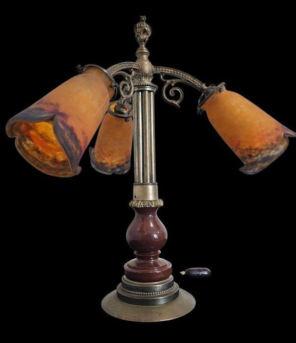 Genêt & Michon Et Muller Frères Lunéville - Tafellamp - Glas, Antiek en Kunst, Kunst | Designobjecten