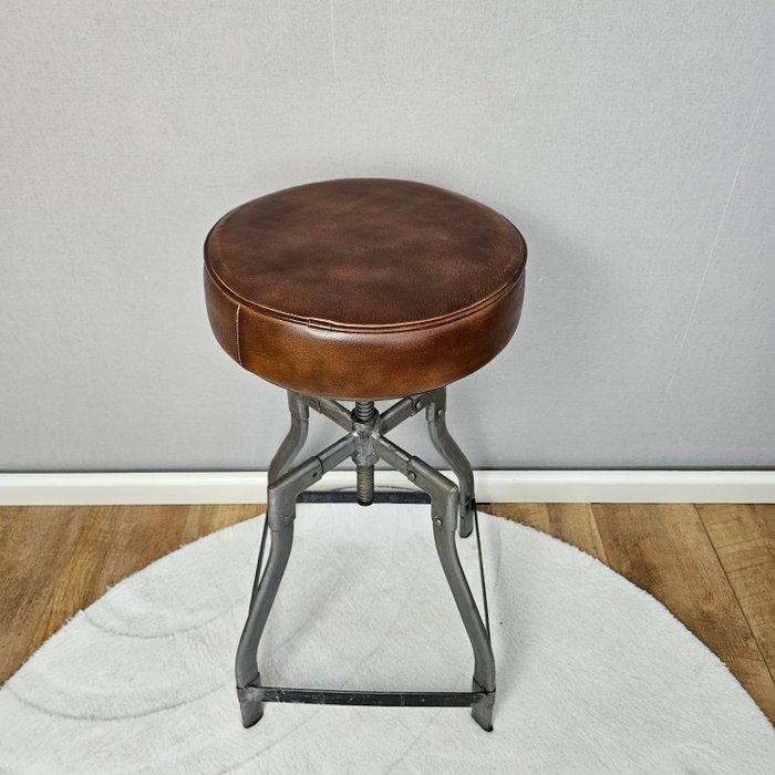 Kruk - draaikruk in hoogte verstelbaar - Leder, IJzer, Antiek en Kunst, Kunst | Designobjecten