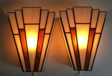 Wandlamp (2) - Glas - Art Deco stijl beschikbaar voor biedingen