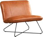 Leren brede design fauteuil smile, cognac leer, cognac Salon