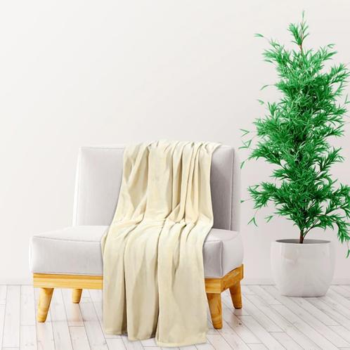 vidaXL Deken 150x200 cm polyester crèmekleurig, Huis en Inrichting, Slaapkamer | Bedden, Nieuw, Verzenden
