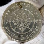 Bhutan. Jigme Dorji. 3 Rupees 1966 Silver Proof (Zonder