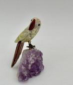 sculptuur, Rare Prestigious Hardstone Bird: Parrot on, Nieuw