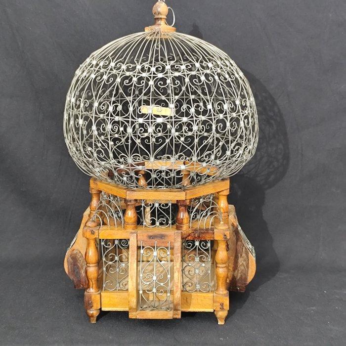Art Deco Vogelkooi - Hout, Staal - Vintage vogelkooi, Antiek en Kunst, Curiosa en Brocante