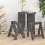 vidaXL Krukken 2 st 40x40x45 cm massief grenenhout grijs, Huis en Inrichting, Stoelen, Verzenden, Nieuw
