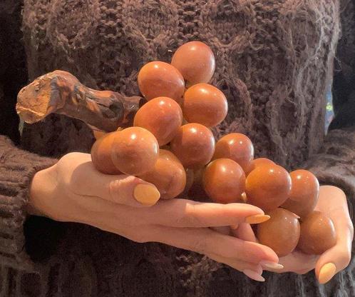 sculptuur, Massive, Grande Grappe de raisin legno - 24 cm -, Antiek en Kunst, Curiosa en Brocante