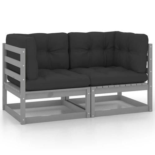 Tuinbank 2-zits Grijs Grenen | Retour Deal | -55%, Tuin en Terras, Tuinbanken, Nieuw, Hout, Verzenden
