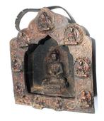 Autel domestique de Bouddha orné dune bandoulière de 28 cm, Antiek en Kunst, Kunst | Niet-Westerse kunst