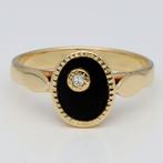 Ring - 18 karaat Geel goud Diamant (Natuurlijk) - Onyx, Handtassen en Accessoires, Ringen, Nieuw