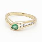 Bague - 18 carats Or jaune Diamant (Naturelle) - émeraude, Handtassen en Accessoires, Ringen, Nieuw