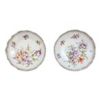 Meissen - Pair of floral bowls with gilt scalloped rims -