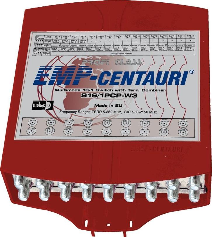EMP DiSEqC 16/1 switch inclusief behuizing, Informatique & Logiciels, Commutateurs réseau, Enlèvement ou Envoi