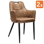 Stoelen | VICTORIA | Microvezel/Metaal | Cognac | Zwarte, Verzenden, Nieuw in verpakking
